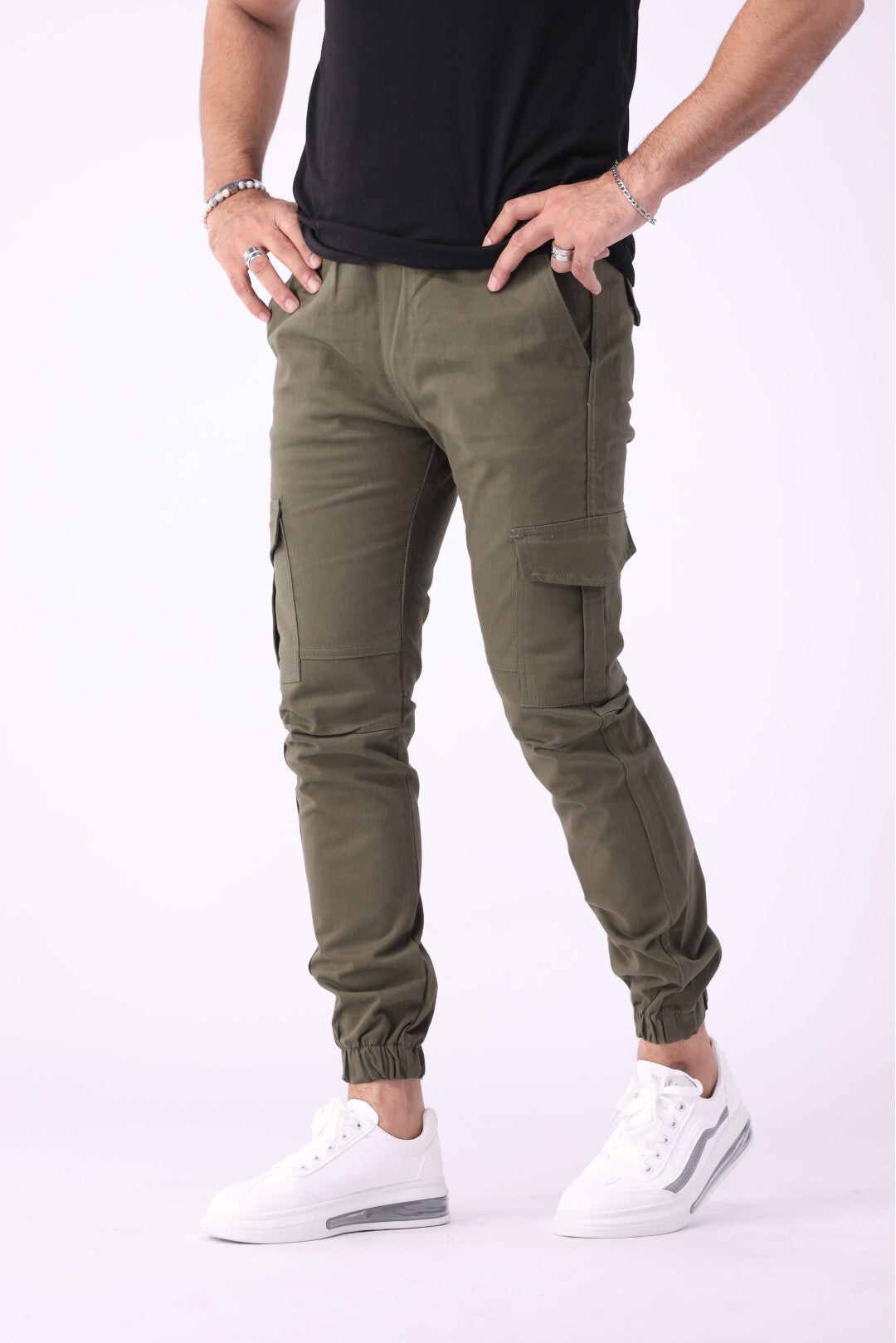 Green Six Pocket Cargo Trousers for Men, 6 Pocket Cargo Pant