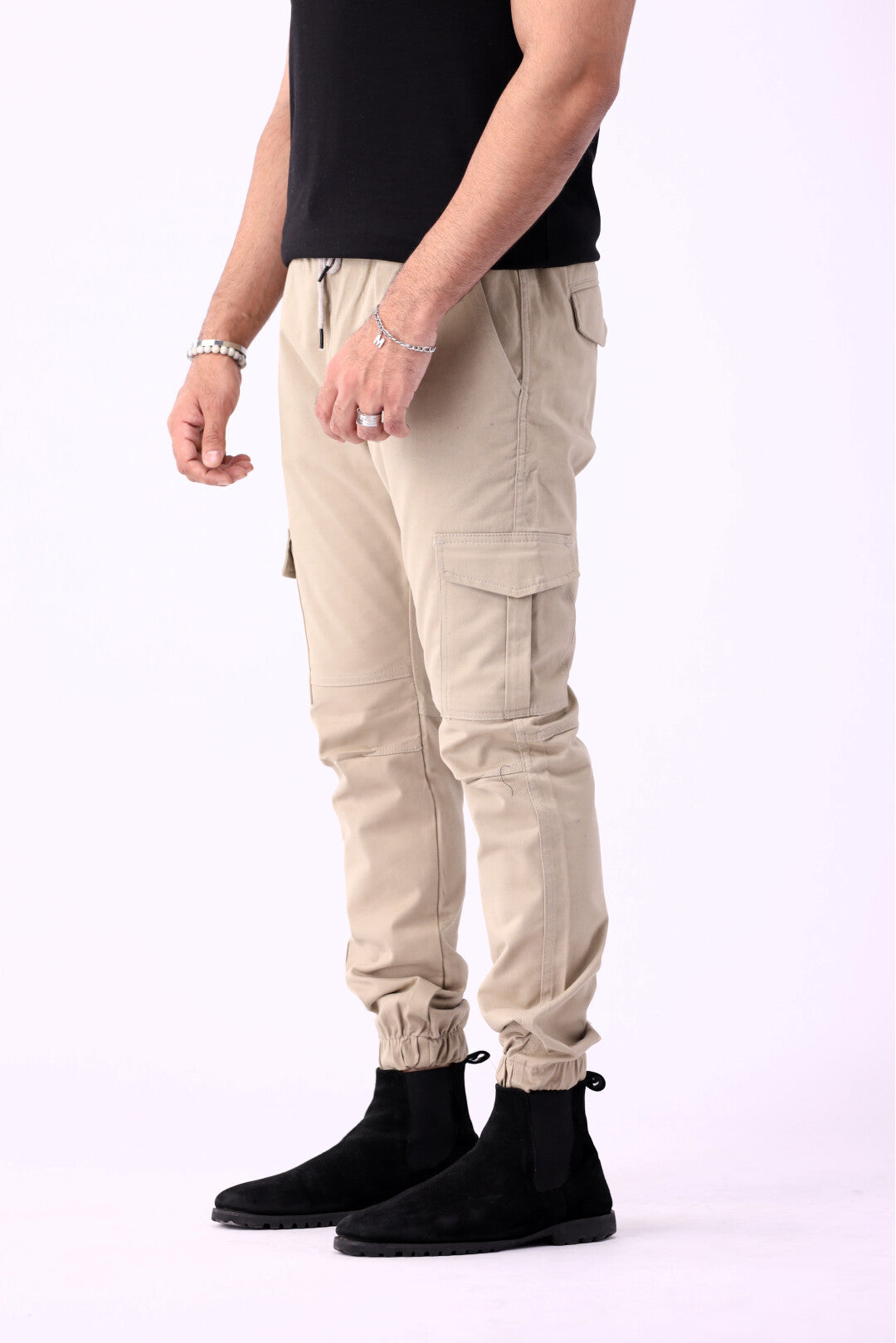 Bene Kleed Light Brown Loose Fit Cotton Parachute Cargo Trousers